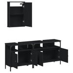 ZNTS 3 Piece Bathroom Furniture Set Black Engineered Wood 3214785
