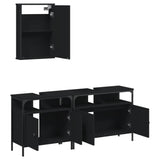 ZNTS 3 Piece Bathroom Furniture Set Black Engineered Wood 3214785