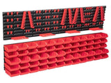 136 Piece Storage Bin Kit with Wall Panels Red and Black 150815