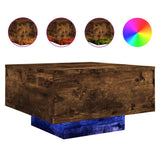 Coffee Table with LED Lights Smoked Oak 55x55x31 cm 836578