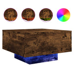 ZNTS Coffee Table with LED Lights Smoked Oak 55x55x31 cm 836578