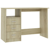 Desk with Drawers Sonoma Oak 110x50x76 cm Engineered Wood 800561