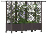 Raised Bed with Trellis and Roof Brown 163.5 x 40 x 142 cm PP 3423124