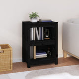 Book Cabinet Black Solid pine wood Compact Book Cabinet 821703