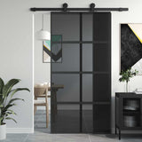 Sliding Door Black 102.5x205 cm Tempered Glass and Aluminium 155227