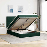 Ottoman Bed with Mattresses Dark Green 140x190cm Velvet 3313400