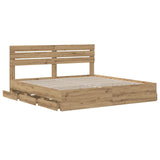 Bed Frame with Storage and Headboard Artisan Oak 180 x 200 cm 3445825