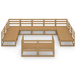 ZNTS 11 Piece Garden Lounge Set Solid Pinewood 3076212