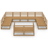 ZNTS 11 Piece Garden Lounge Set Solid Pinewood 3076212