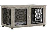 Indoor Dog Crate Furniture End Table with Soft Washable Cushion, Lockable Front Door, for Large Dogs T3398P376378