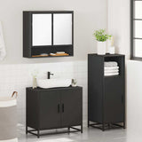 ZNTS 3 Piece Bathroom Furniture Set Black Engineered Wood 3300975