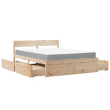 Bed with Drawers and Mattress 140x200 cm Solid Wood Pine 3281898