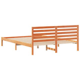 Bed Frame with Headboard Wax Brown 160 x 210 cm Solid Pine Wood 872316