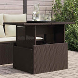 Garden Table with Glass Top Brown 100x55x73 cm Poly Rattan 366208