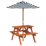 Picnic Table for 4 Kids with Umbrella Solid Wood Fir 3281616