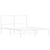 Metal Bed Frame without Mattress with Headboard White 140x200cm 376276