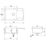 ZNTS Granite Kitchen Sink Single Basin Grey 142945
