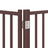 Dog Gate with Door Foldable 12 Panels Brown 960 cm Poplar Wood 3155748