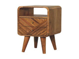Solid Wood Mini Lille Curved Bedside, 2 Drawers & 1 open Slot, Brown B2743P456252