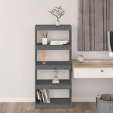 Book Cabinet/Room Divider Grey 60x30x135.5 cm Solid Wood Pine 808170
