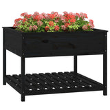 Planter with Shelf Black 111.5x111.5x81 cm Solid Wood Pine 823805