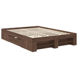 Bed Frame with Headboard Brown Oak 140 x 200 cm Engineered Wood 3408759