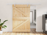 Sliding Door 100 x 210 cm Solid Pine Wood Natural and White 3444950