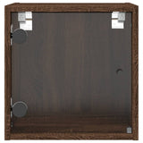 Bedside Cabinets with Glass Doors 2 pcs Brown Oak 35x37x35 cm 836475