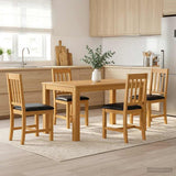 Dining Set 5 pcs Black Solid Oak Wood 3430349