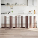 Dog Gate with Door Foldable 4 Panels Brown 320 cm Poplar Wood 352203