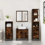 3 Piece Bathroom Furniture Set Smoked Oak Engineered Wood 3301137