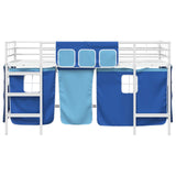 Kids'Loft Bed Frame with Curtains White and Blue 90 x 200 cm 42020818