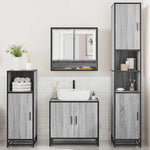 ZNTS 4 Piece Bathroom Furniture Set Grey Sonoma Engineered Wood 3301218