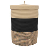 Storage Basket with Lid Black and Beige 37x50 cm Cotton 358479