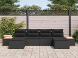 Garden Sofa Set with Cushion 6 pcs Black Poly Rattan 3356808