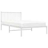 Metal Bed Frame without Mattress with Headboard White 107x203cm 350927
