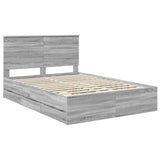 Bed Frame with Drawer Grey Sonoma 140 x 200 cm Engineer Wood 3411115