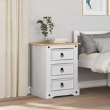 Bedside Table Corona White 53 x 39 x 66 cm Solid Pine Wood 42021189