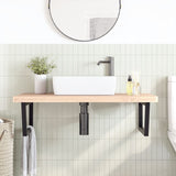 Basin Shelf Wall Mounted Steel and Solid Wood Beech 3302523