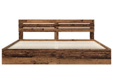 Bed Frame with Headboard Old Wood 200 x 200 cm Solid Pine Wood 3411381