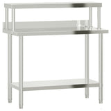 Kitchen Work Table with Overshelf 110x55x120 cm Stainless Steel 3208900