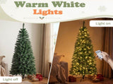 6FT Green Pencil Christmas Tree with Pointed PVC, 582 Tips, 3-Section Auto Tree, 300 Warm White 70481744