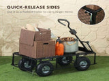114L Steel Frame Garden Cart Trolley - Black T3398P323952