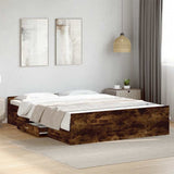 Bed Frame with Drawers without Mattress Smoked Oak 160x200 cm 3280283