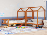 Day Bed Set 3 pcs Wax Brown Solid Pine Wood 3422779