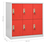 Locker Cabinets 5 pcs Light Grey and Red 90x45x92.5 cm Steel 3095237