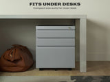 3 Drawer Filling Cabinet, Mobile Metal File Cabinet with Anti-tilt Design for Letter, A4, Legal T3398P342411
