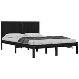 Bed Frame without Mattress Black 200x200 cm Solid Wood Pine 3104437