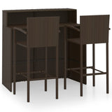 ZNTS 3 Piece Garden Bar Set Brown 3064885