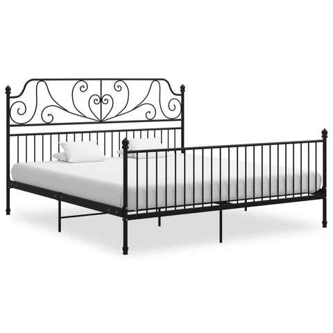 ZNTS Bed Frame without Mattress Black Metal 200x200 cm 324859
